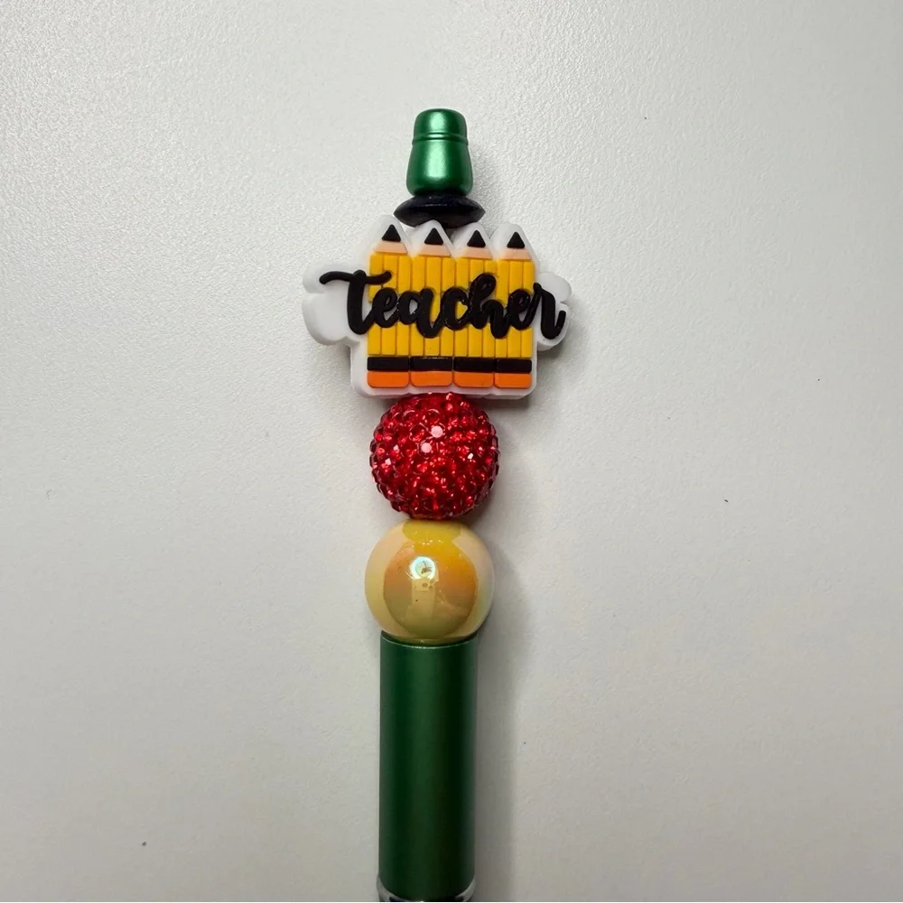 Handmade Teacher Beadable Pen & Mystery Stickers
